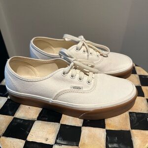 Vans Off-White Canvas Shoes with Gum Sole